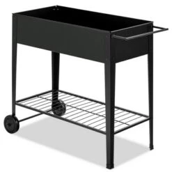 Outlet 🧨 Costway Raised Garden Bed Elevated Planter Box on Wheels Steel Planter w/Shelf 🛒 -Planters Sales Store unnamed file 745