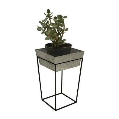 Outlet 🎉 22" Large Indoor Outdoor Iron Arne Plant Stand with Deep Galvanized Steel Tray Black - ACHLA Designs ⌛ 4 Outlet 🎉 22" Large Indoor Outdoor Iron Arne Plant Stand with Deep Galvanized Steel Tray Black - ACHLA Designs ⌛ - Image 2