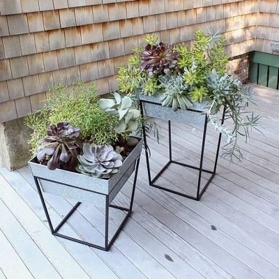 Outlet 🎉 22" Large Indoor Outdoor Iron Arne Plant Stand with Deep Galvanized Steel Tray Black - ACHLA Designs ⌛ 5 Outlet 🎉 22" Large Indoor Outdoor Iron Arne Plant Stand with Deep Galvanized Steel Tray Black - ACHLA Designs ⌛ - Image 3