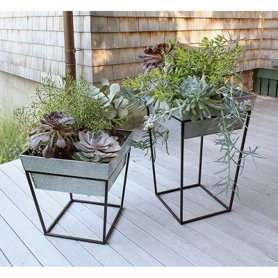 Outlet 🎉 22" Large Indoor Outdoor Iron Arne Plant Stand with Deep Galvanized Steel Tray Black - ACHLA Designs ⌛ 6 Outlet 🎉 22" Large Indoor Outdoor Iron Arne Plant Stand with Deep Galvanized Steel Tray Black - ACHLA Designs ⌛ - Image 4