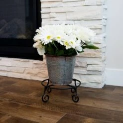 Flash Sale 🎁 4" Small Short Piazza Iron Plant Stand Black Powder 🧥 Coat Finish - Achla Designs 🎉 -Planters Sales Store unnamed file 7463