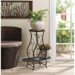 Promo π Zingz & Thingz 12.5" Indoor/Outdoor Iron Hourglass Triple Plant Stand Black - Zings & Thingz β€οΈ