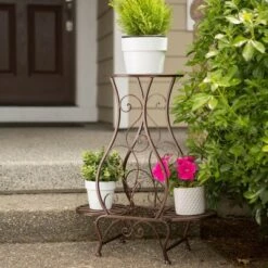 Promo 🔔 Zingz & Thingz 12.5" Indoor/Outdoor Iron Hourglass Triple Plant Stand Black - Zings & Thingz ❤️ -Planters Sales Store unnamed file 7516