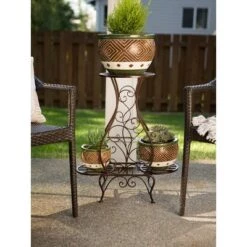 Promo 🔔 Zingz & Thingz 12.5" Indoor/Outdoor Iron Hourglass Triple Plant Stand Black - Zings & Thingz ❤️ -Planters Sales Store unnamed file 7517