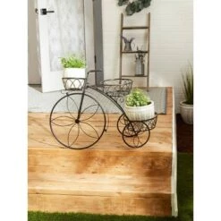 Cheapest 🛒 Zingz & Thingz 13.1" Indoor/Outdoor Iron Tricycle 3-Tier Plant Stand Black - Zings & Thingz 😀 -Planters Sales Store unnamed file 7565