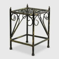 Wholesale ⭐ Small Square Iron Plant Stand Black/Gold - Ore International ✨