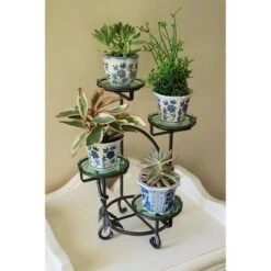 Hot Sale 🎉 18" Cascading Iron Plant Stand for 4 Planters Graphite - ACHLA Designs 😀