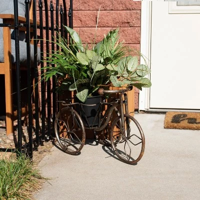 Cheap 🔥 Sunnydaze Decor Sunnydaze Indoor/Outdoor Rustic Metal Tricycle Standing Planter Basket for Front Yard, Porch, Garden, or in the Home - 12" - Brown ⌛ 5 Cheap 🔥 Sunnydaze Decor Sunnydaze Indoor/Outdoor Rustic Metal Tricycle Standing Planter Basket for Front Yard, Porch, Garden, or in the Home - 12" - Brown ⌛ - Image 3