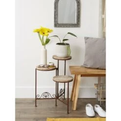 Flash Sale 🛒 Zingz & Thingz 15" Indoor/Outdoor Iron Rustic Triple Planter Stand Brown - Zings & Thingz ⭐ -Planters Sales Store unnamed file 7606