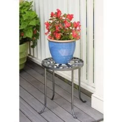 Flash Sale 💯 14" Tall Round Trivet Iron Plant Stand Graphite Powder 🧥 Coat Finish - Achla Designs 💯 -Planters Sales Store unnamed file 7630