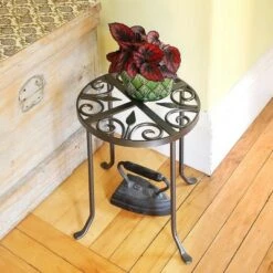 Flash Sale 💯 14" Tall Round Trivet Iron Plant Stand Graphite Powder 🧥 Coat Finish - Achla Designs 💯 -Planters Sales Store unnamed file 7631