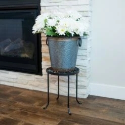 Flash Sale 💯 14" Tall Round Trivet Iron Plant Stand Graphite Powder 🧥 Coat Finish - Achla Designs 💯 -Planters Sales Store unnamed file 7633