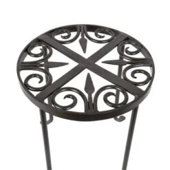 Flash Sale 💯 14" Tall Round Trivet Iron Plant Stand Graphite Powder 🧥 Coat Finish - Achla Designs 💯 -Planters Sales Store unnamed file 7637