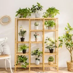 Best Pirce ⭐ Costway Multifunctional Bamboo Shelf Storage Organizer Rack Plant Stand Display Closet ⌛ -Planters Sales Store unnamed file 7648