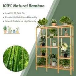 Best Pirce ⭐ Costway Multifunctional Bamboo Shelf Storage Organizer Rack Plant Stand Display Closet ⌛ -Planters Sales Store unnamed file 7649