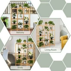Best Pirce ⭐ Costway Multifunctional Bamboo Shelf Storage Organizer Rack Plant Stand Display Closet ⌛ -Planters Sales Store unnamed file 7653