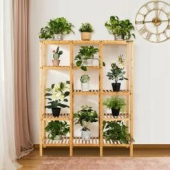 Best Pirce ⭐ Costway Multifunctional Bamboo Shelf Storage Organizer Rack Plant Stand Display Closet ⌛ -Planters Sales Store unnamed file 7654