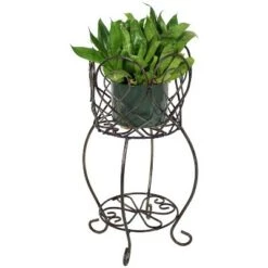 Deals ✔️ Sunnydaze Decor Sunnydaze Scalloped Steel Plant Stand with Shelf - Brown - 21.5-Inch 😀 -Planters Sales Store unnamed file 7657