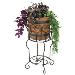 Outlet 😀 Sunnydaze Decor Sunnydaze Heart Steel Plant Stand with Shelf - Brown - 21.5-Inch 😀 -Planters Sales Store unnamed file 7666