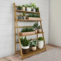 Outlet 👍 Nature Spring 4-Tier Freestanding Indoor/Outdoor Bamboo Ladder Plant Stand and Storage Shelf - 31.5" x 16.75", Brown 🎉 -Planters Sales Store unnamed file 7677
