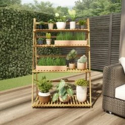 Outlet 👍 Nature Spring 4-Tier Freestanding Indoor/Outdoor Bamboo Ladder Plant Stand and Storage Shelf - 31.5" x 16.75", Brown 🎉 -Planters Sales Store unnamed file 7678