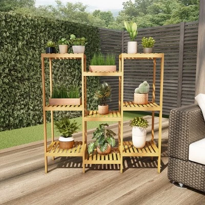 Hot Sale ๐งจ Nature Spring Multi-Level 9-Shelf Freestanding Indoor/Outdoor Bamboo Plant Stand - Natural Wood ๐ 6 Hot Sale ๐งจ Nature Spring Multi-Level 9-Shelf Freestanding Indoor/Outdoor Bamboo Plant Stand - Natural Wood ๐ - Image 4