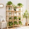 Cheapest ⌛ Costway Multifunctional Bamboo Shelf Flower Plant Stand Display Storage Rack Unit Closet 😍
