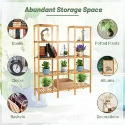 Cheapest ⌛ Costway Multifunctional Bamboo Shelf Flower Plant Stand Display Storage Rack Unit Closet 😍 -Planters Sales Store unnamed file 7693