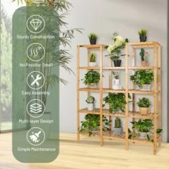 Cheapest ⌛ Costway Multifunctional Bamboo Shelf Flower Plant Stand Display Storage Rack Unit Closet 😍 -Planters Sales Store unnamed file 7694