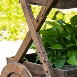 Cheap 🛒 Outsunny 2-Tier Wooden Rustic Elevated Garden Plant Bed/Stand with Wheels and Handle for Movement & Classic Look/Aesthetic/Outdoor Decor 🤩 -Planters Sales Store unnamed file 7723