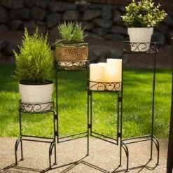 Best Sale 🥰 Zingz & Thingz 24.75" Indoor/Outdoor Metal Four-Tier Plant Stand Screen Black - Zings & Thingz 🧨 -Planters Sales Store unnamed file 7726