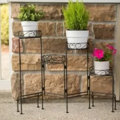 Best Sale 🥰 Zingz & Thingz 24.75" Indoor/Outdoor Metal Four-Tier Plant Stand Screen Black - Zings & Thingz 🧨 -Planters Sales Store unnamed file 7727