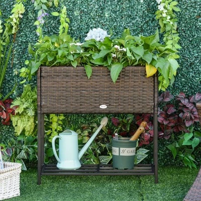 Wholesale 🤩 Outsunny Elevated Metal Raised Garden Bed with Rattan Wicker Look Underneath Tool Storage Rack Sophisticated Modern Design 🤩 3 Wholesale 🤩 Outsunny Elevated Metal Raised Garden Bed with Rattan Wicker Look Underneath Tool Storage Rack Sophisticated Modern Design 🤩