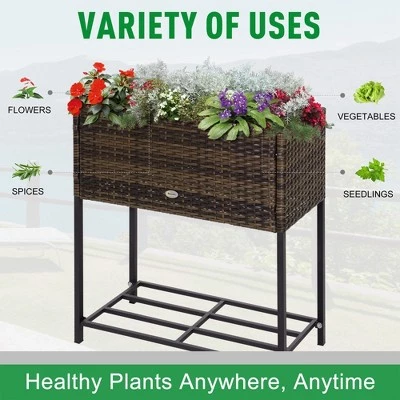Wholesale 🤩 Outsunny Elevated Metal Raised Garden Bed with Rattan Wicker Look Underneath Tool Storage Rack Sophisticated Modern Design 🤩 4 Wholesale 🤩 Outsunny Elevated Metal Raised Garden Bed with Rattan Wicker Look Underneath Tool Storage Rack Sophisticated Modern Design 🤩 - Image 2