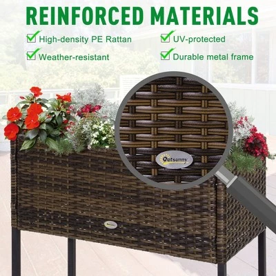 Wholesale 🤩 Outsunny Elevated Metal Raised Garden Bed with Rattan Wicker Look Underneath Tool Storage Rack Sophisticated Modern Design 🤩 5 Wholesale 🤩 Outsunny Elevated Metal Raised Garden Bed with Rattan Wicker Look Underneath Tool Storage Rack Sophisticated Modern Design 🤩 - Image 3