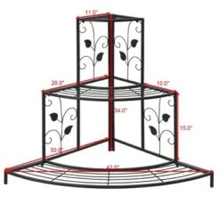 Wholesale 🥰 Costway 3 Tier Floral Corner Plant Stand Metal Flower Pot Rack Stair Display Ladder ⭐