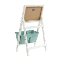 Promo ⌛ 26" x 13.5" Wooden Farmhouse Planter Bin and Chalkboard Stand White/Blue - Nearly Natural ⭐ -Planters Sales Store unnamed file 7793