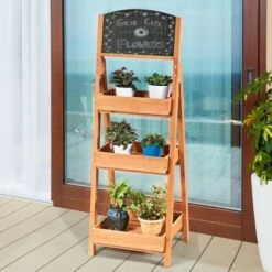 Best reviews of 🤩 Costway Wooden Sidewalk Menu Chalkboard Sign W/ 3 Removable Plant Display Shelves 👏 -Planters Sales Store unnamed file 7797