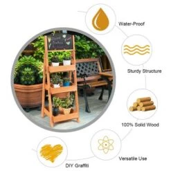 Best reviews of 🤩 Costway Wooden Sidewalk Menu Chalkboard Sign W/ 3 Removable Plant Display Shelves 👏 -Planters Sales Store unnamed file 7798
