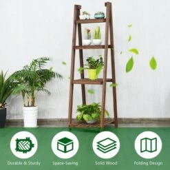 Wholesale 💯 Costway 4-Tier Folding Flower Stand Rack Wood Plant Storage Display Shelf Multipurpose 💯 -Planters Sales Store unnamed file 7810