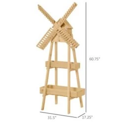 Wholesale ✔️ Outsunny 2 Tier Wood Flower Stand with Windmill Garden Decor Display Rack with Built-in Mini Bird House Great for Indoor/Outdoor ⌛ -Planters Sales Store unnamed file 7825