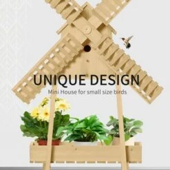 Wholesale ✔️ Outsunny 2 Tier Wood Flower Stand with Windmill Garden Decor Display Rack with Built-in Mini Bird House Great for Indoor/Outdoor ⌛ -Planters Sales Store unnamed file 7826