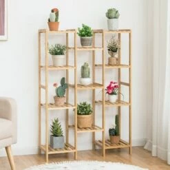 Cheapest โค๏ธ Costway Bamboo 11-Tier Plant Stand Utility Shelf Free Standing Storage Rack Pot Holder ๐ฅฐ