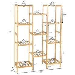 Cheapest ❤️ Costway Bamboo 11-Tier Plant Stand Utility Shelf Free Standing Storage Rack Pot Holder 🥰 -Planters Sales Store unnamed file 7837