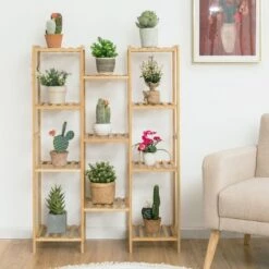 Cheapest ❤️ Costway Bamboo 11-Tier Plant Stand Utility Shelf Free Standing Storage Rack Pot Holder 🥰 -Planters Sales Store unnamed file 7840