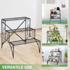 Best Sale ⌛ Costway 3 Tier Stair Style Metal Plant Stand Garden Shelf Flower Pot Display Rack ⭐ -Planters Sales Store unnamed file 7880