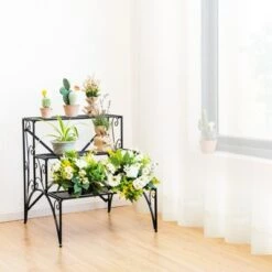 Best Sale ⌛ Costway 3 Tier Stair Style Metal Plant Stand Garden Shelf Flower Pot Display Rack ⭐ -Planters Sales Store unnamed file 7882