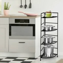 Best Sale 👍 Costway 4 Tier Folding Metal Shelf Plant Stand Storage Open Shelf Corner Display Rack ✨ -Planters Sales Store unnamed file 7897