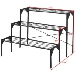 Brand new ❤️ Costway 3 Tier Shelf Flower Plant Display Stand Rack Large Modern Black Metal Heavy Duty 🔔