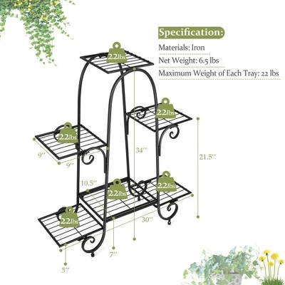 Wholesale π Costway 6 Tier Flower Pot Holder Metal Vertical Shelves Corner Plants Display Rack π 3 Wholesale π Costway 6 Tier Flower Pot Holder Metal Vertical Shelves Corner Plants Display Rack π
